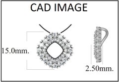 TJD 0.75 Carat Round Diamond 14 Karat White Gold Kite Shape Designer Pendant