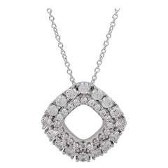 TJD 0.75 Carat Round Diamond 14 Karat White Gold Kite Shape Designer Pendant