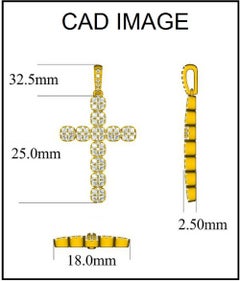 TJD 0,75 Karat runder Diamant 14 Karat Weißgold Religiöser Cluster-Kreuz-Anhänger