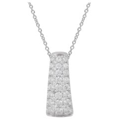 TJD 0.75 Carat Round Diamond 14 Karat White Gold Three-Row Vertical Bar Pendant