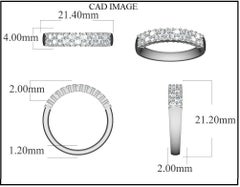 TJD 0.75 Carat Round Diamond 14 Karat White Gold Two Row Wedding Band Ring