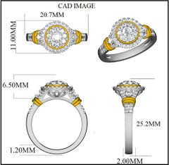 TJD 0.75 Carat Round Diamond 14 Karat Yellow Gold Halo Cluster Engagement Ring