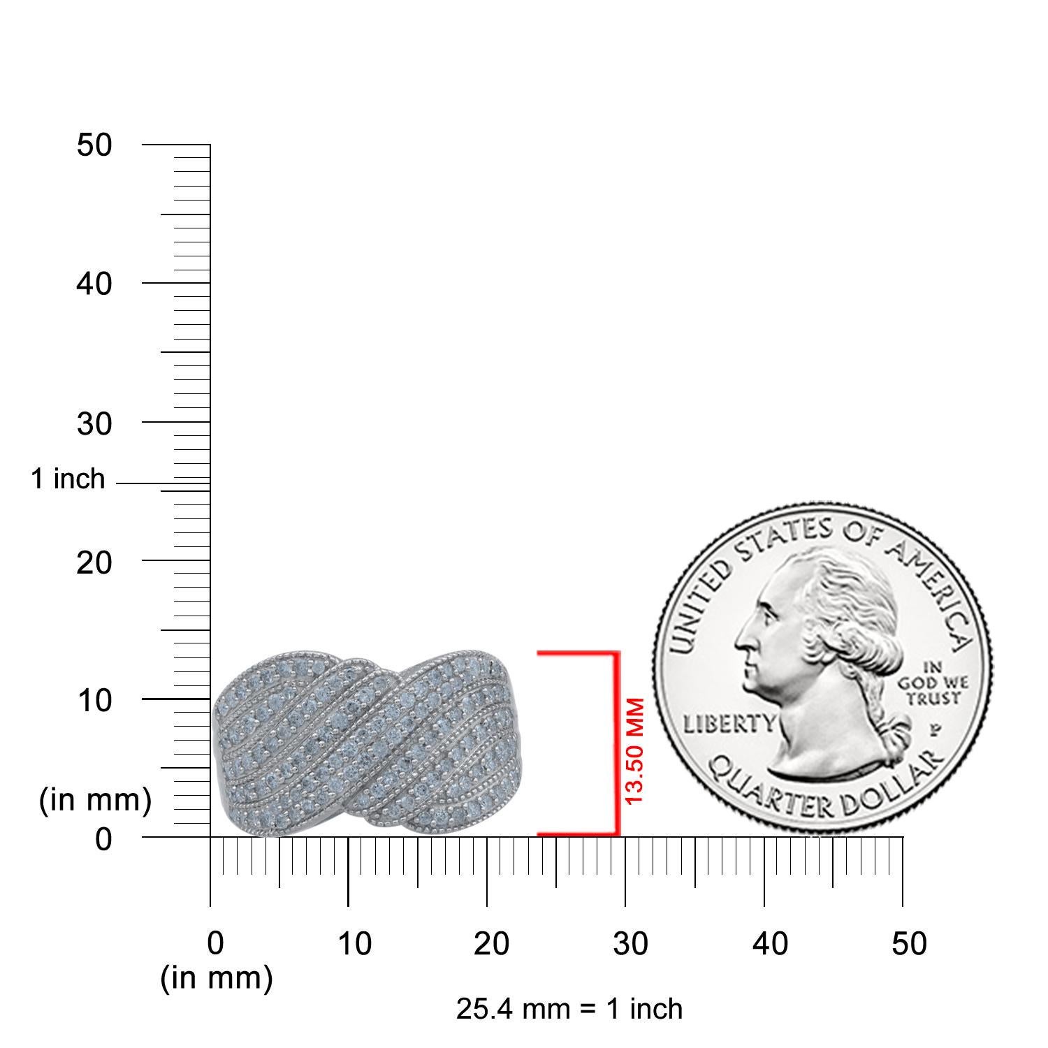 Taglio brillante TJD 0,75 carati di diamante rotondo in oro bianco 14KT Anello a più file a onda in vendita