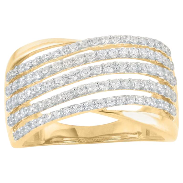 TJD 0.75 Carat Round Diamond 14KT Yellow Gold Multi row Anniversary Wedding band