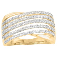 TJD 0.75 Carat Round Diamond 14KT Yellow Gold Multi row Anniversary Wedding band