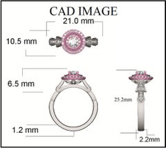 TJD 0.75 Carat Round Diamond 18 Karat Rose Gold Halo Engagement Ring