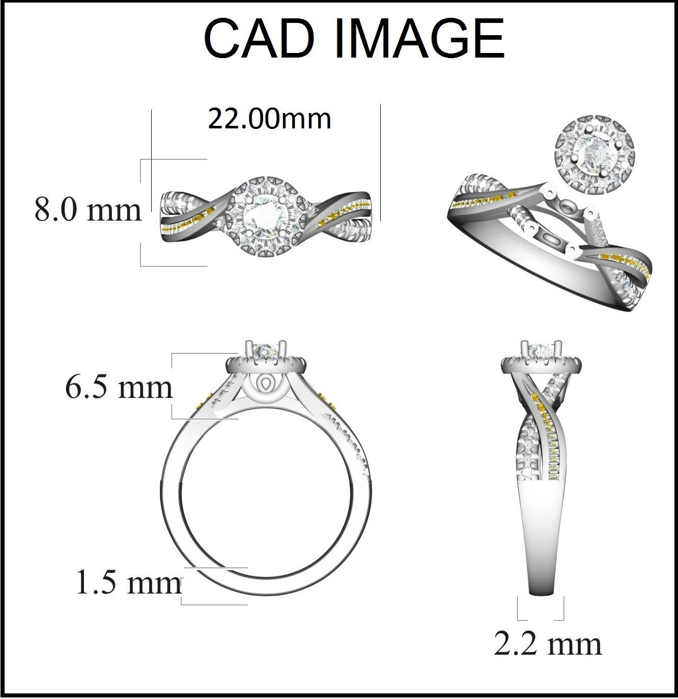 This crisscross cluster engagement ring features 0.33 ct of centre stone and 0.42 ct of lined diamonds. Expertly Crafted of sparkling 18 karat solid white gold in high polish finish and set with 28 sparkling roundand 22 baguette cut diamonds set in