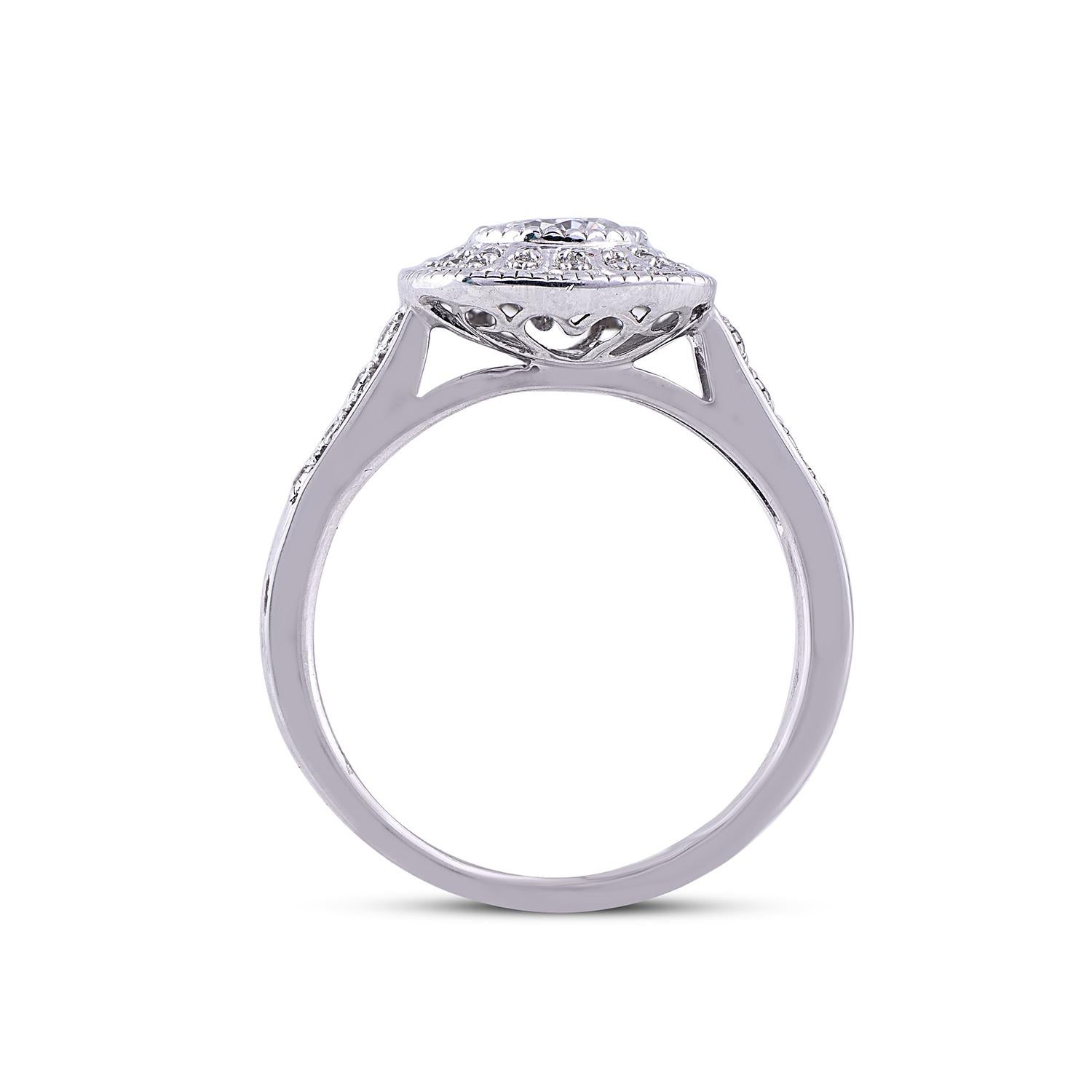 Women's TJD 0.75 Carat Round Diamond 18 Karat White Gold Diamond Engagement Ring For Sale