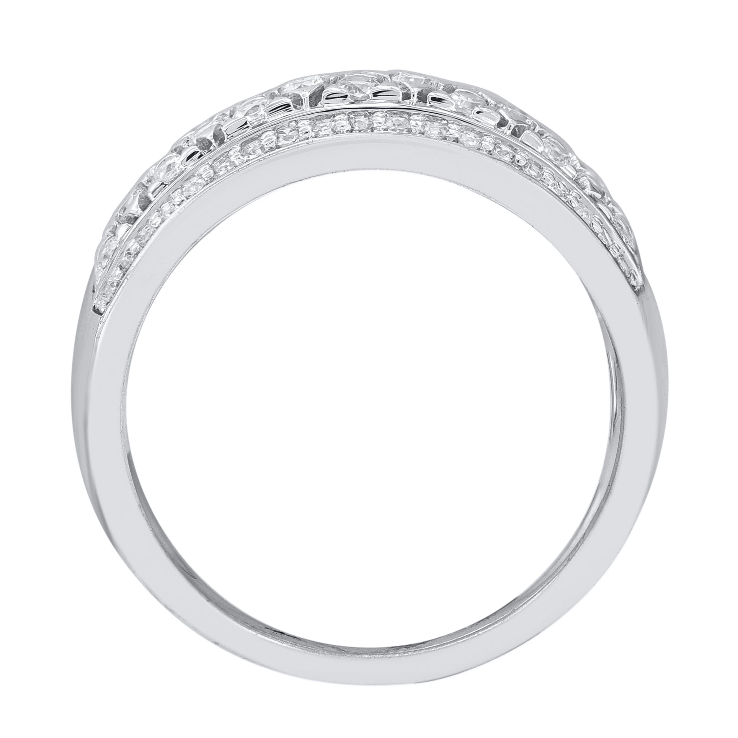 TJD Alianza de Diamante Natural de 0,80 Quilates en Oro de 14 Kilates Estilo Vintage Contemporáneo en venta