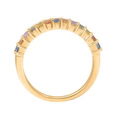 TJD 0.80 Carat Natural Multi Sapphire & Diamond 14Karat Gold Stackable Band Ring
