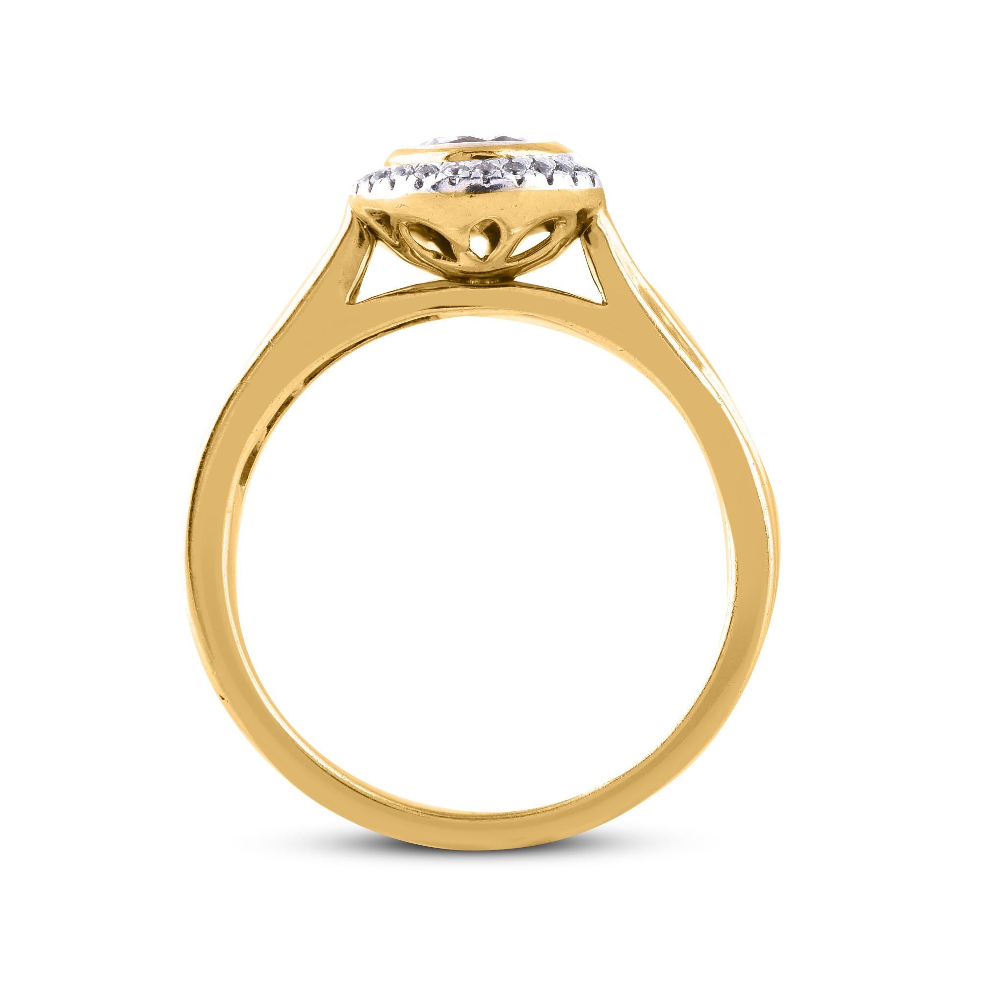 Women's TJD 0.80 Carat Round Diamond 18 Karat Yellow Gold Channel Set Engagement Ring For Sale