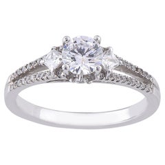 TJD 0.83 Ct 18 Karat white Gold 3 Stone Split Shank Engagement Ring