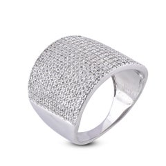 TJD 0.90 Carat Round Diamond 14 Kt White Gold Multi-Row Anniversary Wedding Band