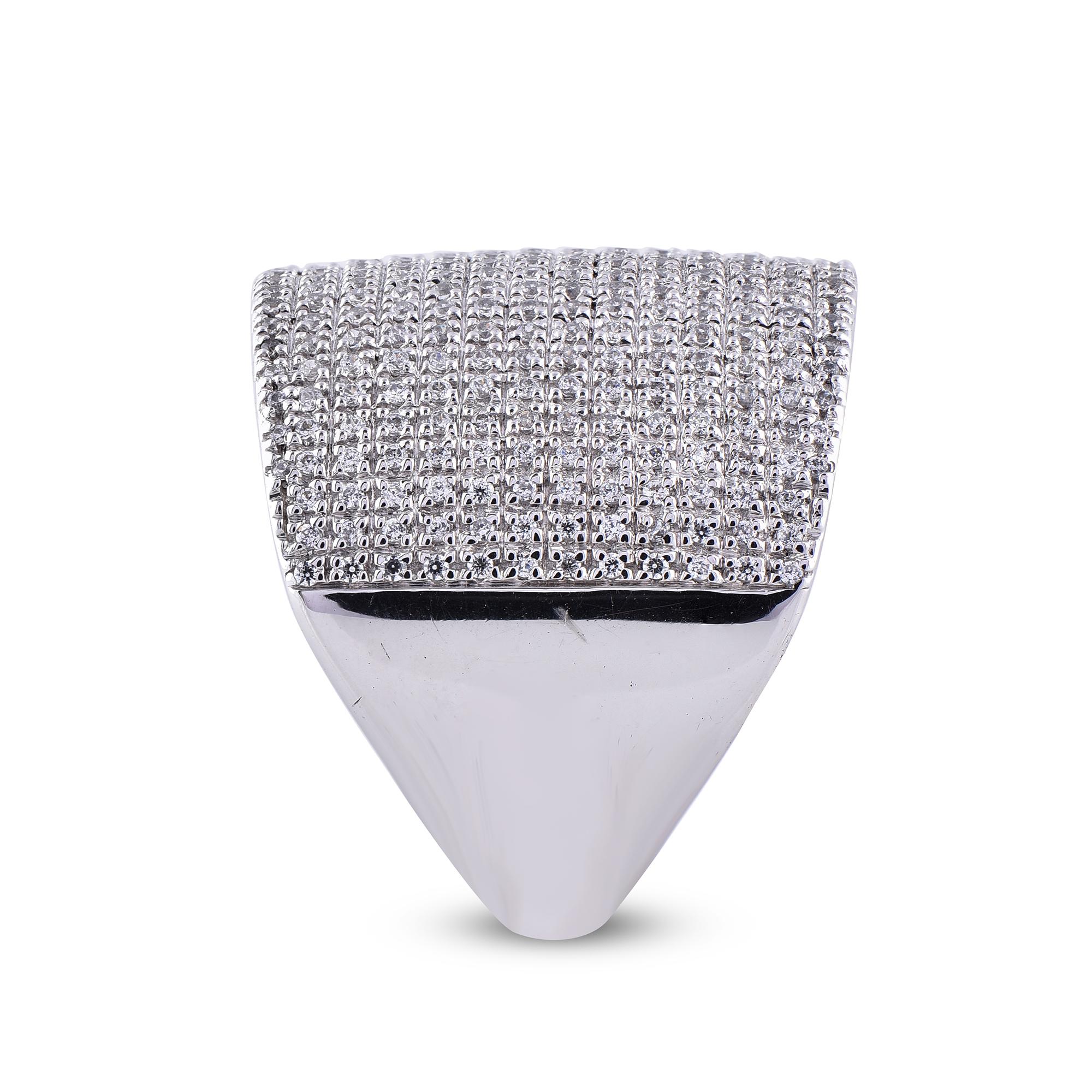 TJD 0.90 Carat Round Diamond 14 Kt White Gold Multi-Row Anniversary Wedding Band In New Condition For Sale In New York, NY