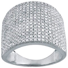 TJD 0.90 Carat Round Diamond 14 Kt White Gold Multi-Row Anniversary Wedding Band