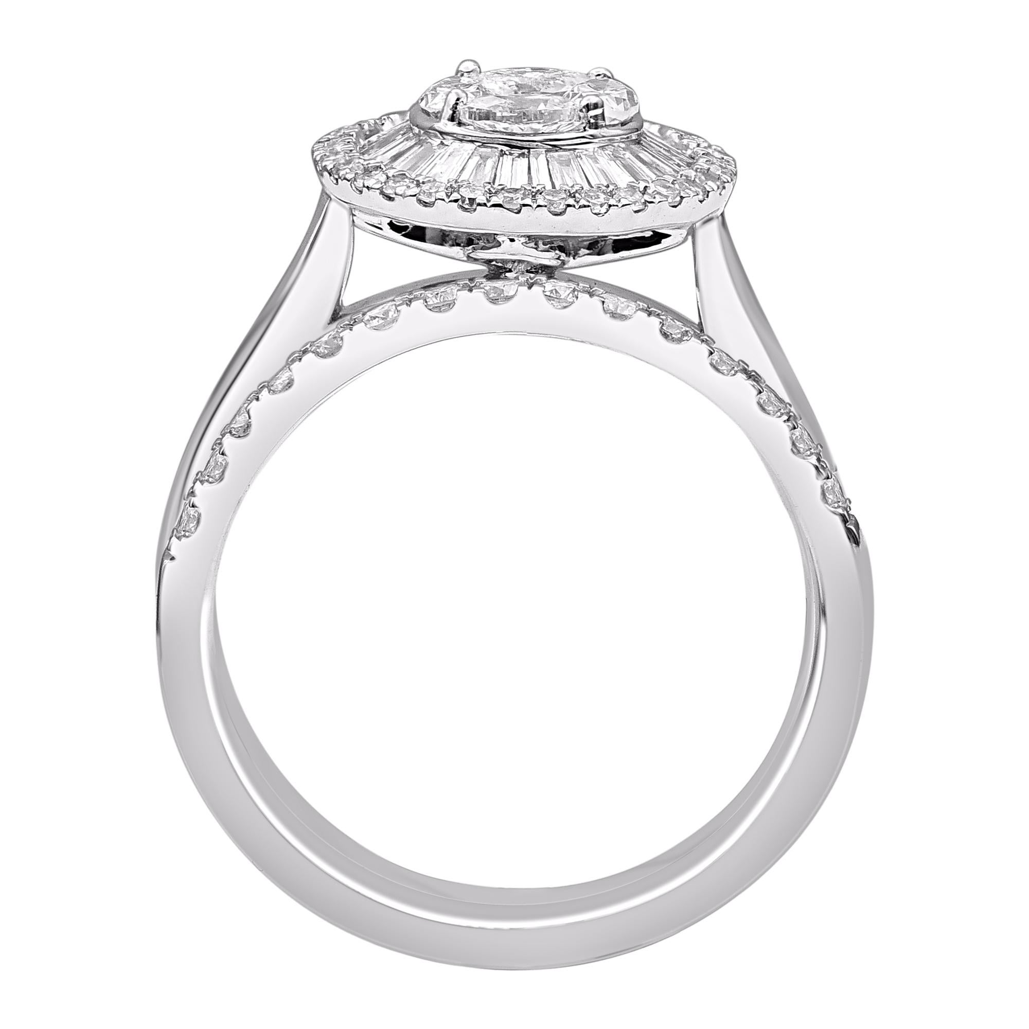 TJD 0.98 Quilates Diamante Natural Oro Blanco 14KT Juego de Anillos de Boda Corte mixto en venta
