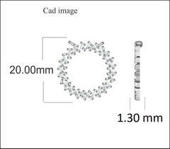 TJD 1/2 Carat Baguette Diamond 14K White Gold Circular Shaped Pendant with Chain