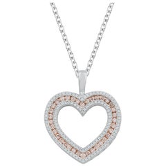 TJD 1/2 Carat Nat. Pink Rosé
White Diamond 18K White Gold Double Heart Pendant