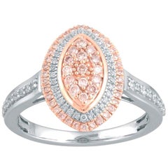 TJD 1/2 Carat Nat. Pink Rosé & White Diamond 18 Karat Two tone Gold Cluster Ring