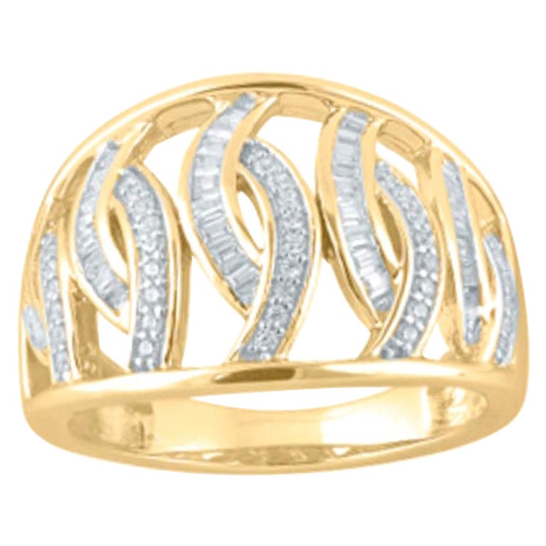 TJD 1/2 Carat Round
Baguette Diamond 14Karat Yellow Gold Designer Wedding Band