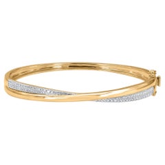 TJD 1/2 Karat Rundschliff Diamant Criss Cross Armreif Armband aus 18KT Gelbgold