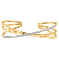TJD 1/2 Karat Rundschliff Diamant Criss-Cross-Armreif aus 14 Karat Gelbgold
