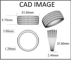 TJD 1/2 Carat Round Diamond 14Karat Gold Multi Row Anniversary Wedding Band Ring