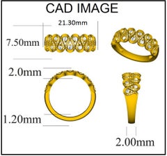 TJD 1/2 Karat runder Diamant 14 Karat Gelbgold Zigzag Mode Ehering
