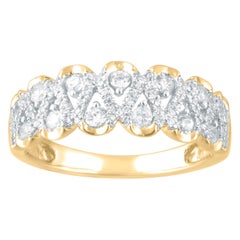 Used TJD 1/2 Carat Round Diamond 14Karat Yellow Gold Zigzag Fashion Wedding Band Ring