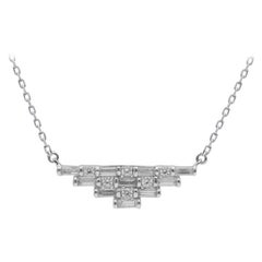TJD 1/2 Ct Alternate Round/Baguette Diamond 14 KT White Gold Designer Necklace