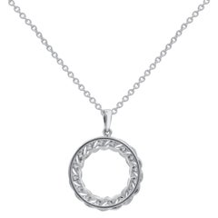 TJD 1/2 Ct Baguette & Round Natural Diamond Circle Necklace in 14KT White Gold