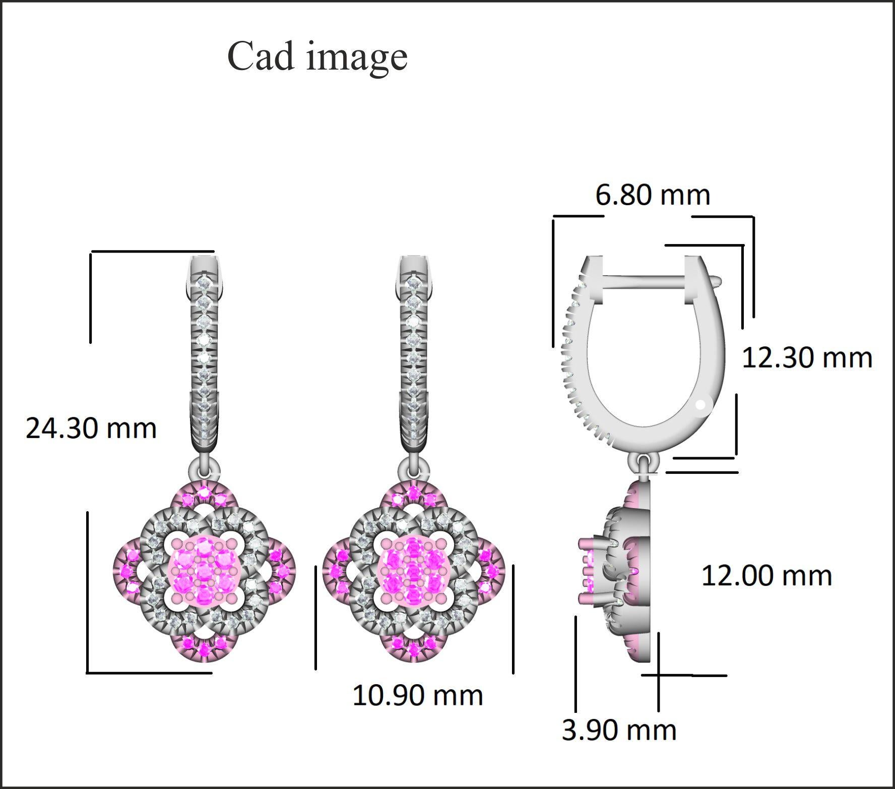 Semplicemente chic, questi orecchini con diamanti a goccia floreali si adattano facilmente a qualsiasi occasione. Con 0,50 carati di diamanti rotondi, gli orecchini a goccia floreali hanno 62 diamanti rotondi bianchi e 38 diamanti rosa incastonati