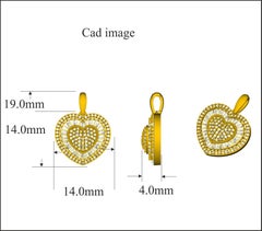 TJD 1/2Carat Round/Baguette Diamond 14K Yellow Gold Double Heart Diamond Pendant