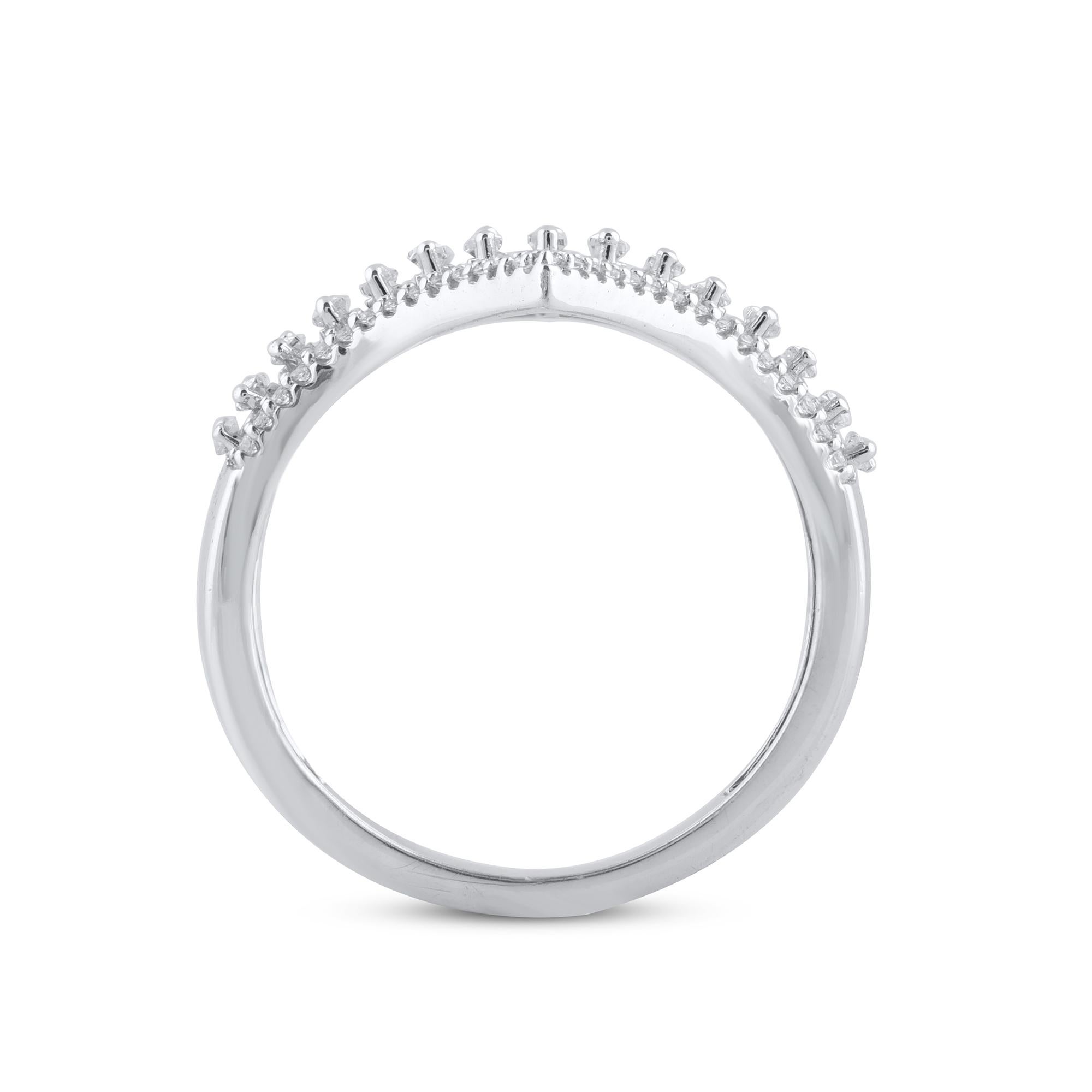 Women's TJD 1/2Carat Round & Baguette Diamond Curve Shaped 14K White Gold Wedding Band For Sale