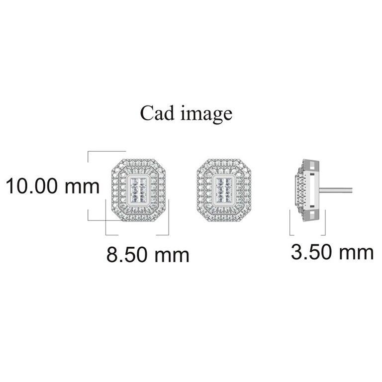 You'll adore the petite touch of shimmer these dainty fashion studs add to your attire. Beautifully hand-crafted by our inhouse experts in 14 karat white gold and embellished with 100 round and 12 princess-cut diamonds set in invisible and
