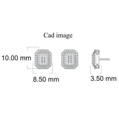 TJD 0.50 CT Round & Princess Cut Diamond 14K White Gold Art Deco Stud Earrings