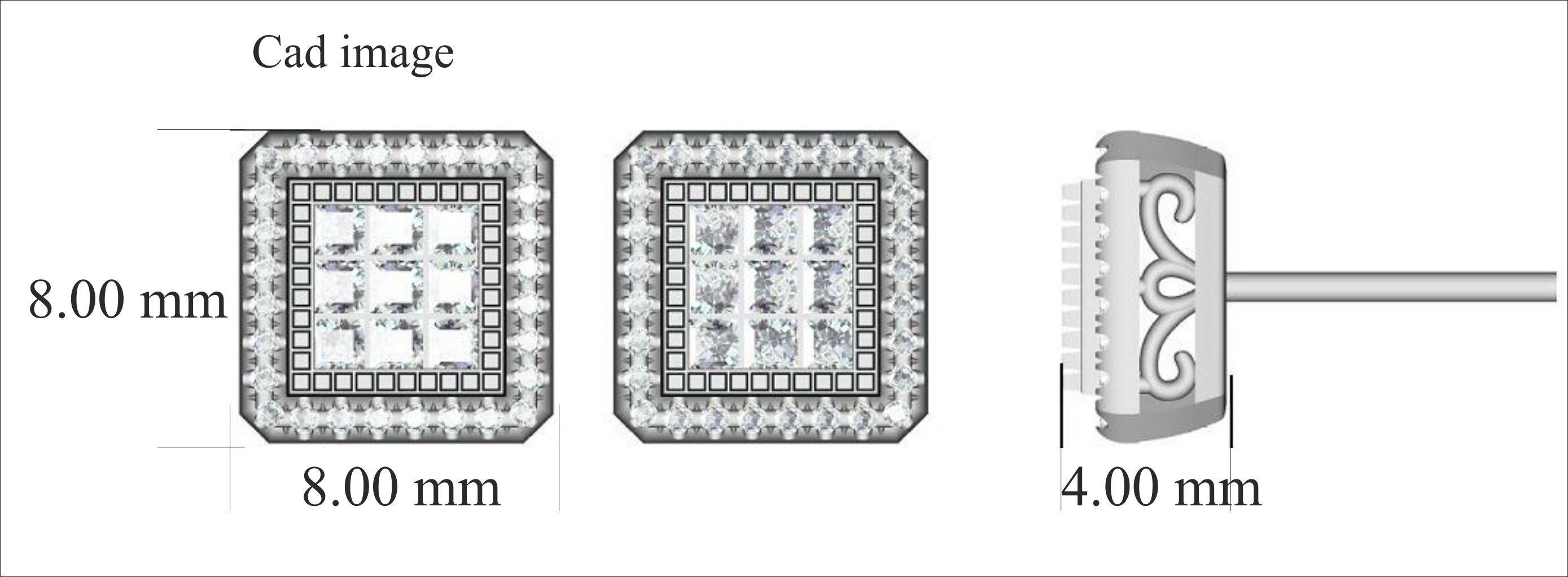Adorn your casual wear with extra glitz when you put on these square frame stud earrings. Expertly crafted in 14K White Gold, earring is cleverly filled with 56 round and 18 princess cut diamond set in pave and invisible setting and shimmers in H-I