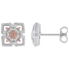 TJD 1/3 Karat Nat. Pink Rosé und White Diamond Ohrstecker aus 18 Karat Weißgold