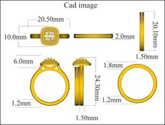 TJD 1/3 Carat Round Diamond 14KT Yellow Gold Designer Cluster Bridal Set Ring
