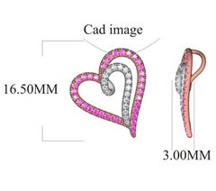 TJD 1/4 Carat Nat. Pink Rosé & White Diamond 18K White Gold Tilted Heart Pendant
