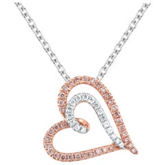 TJD 1/4 Carat Nat. Pink Rosé
White Diamond 18K White Gold Tilted Heart Pendant