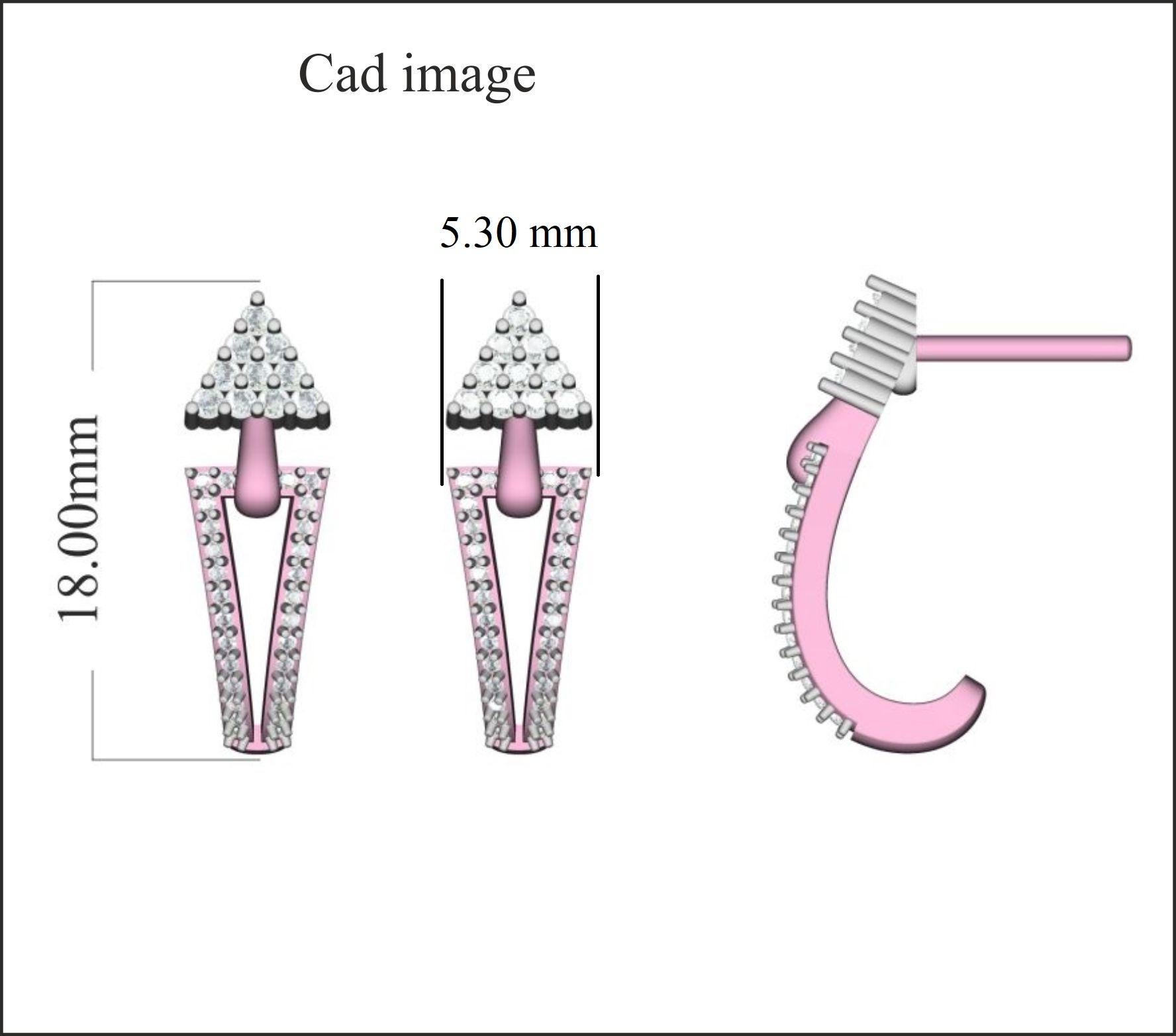 Abbellisci il tuo abbigliamento casual con un tocco di gloria in più indossando questi orecchini con perno a goccia curvo. Realizzato con maestria in oro rosa 14K, l'orecchino è abilmente riempito con 76 diamanti rotondi incastonati in