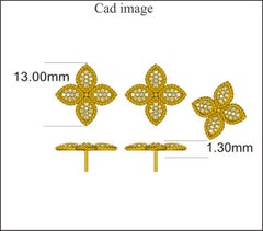 TJD 1/4 Karat runder Diamant 14K Gelbgold Perlenkante 4Blatt Kleeblatt Ohrstecker