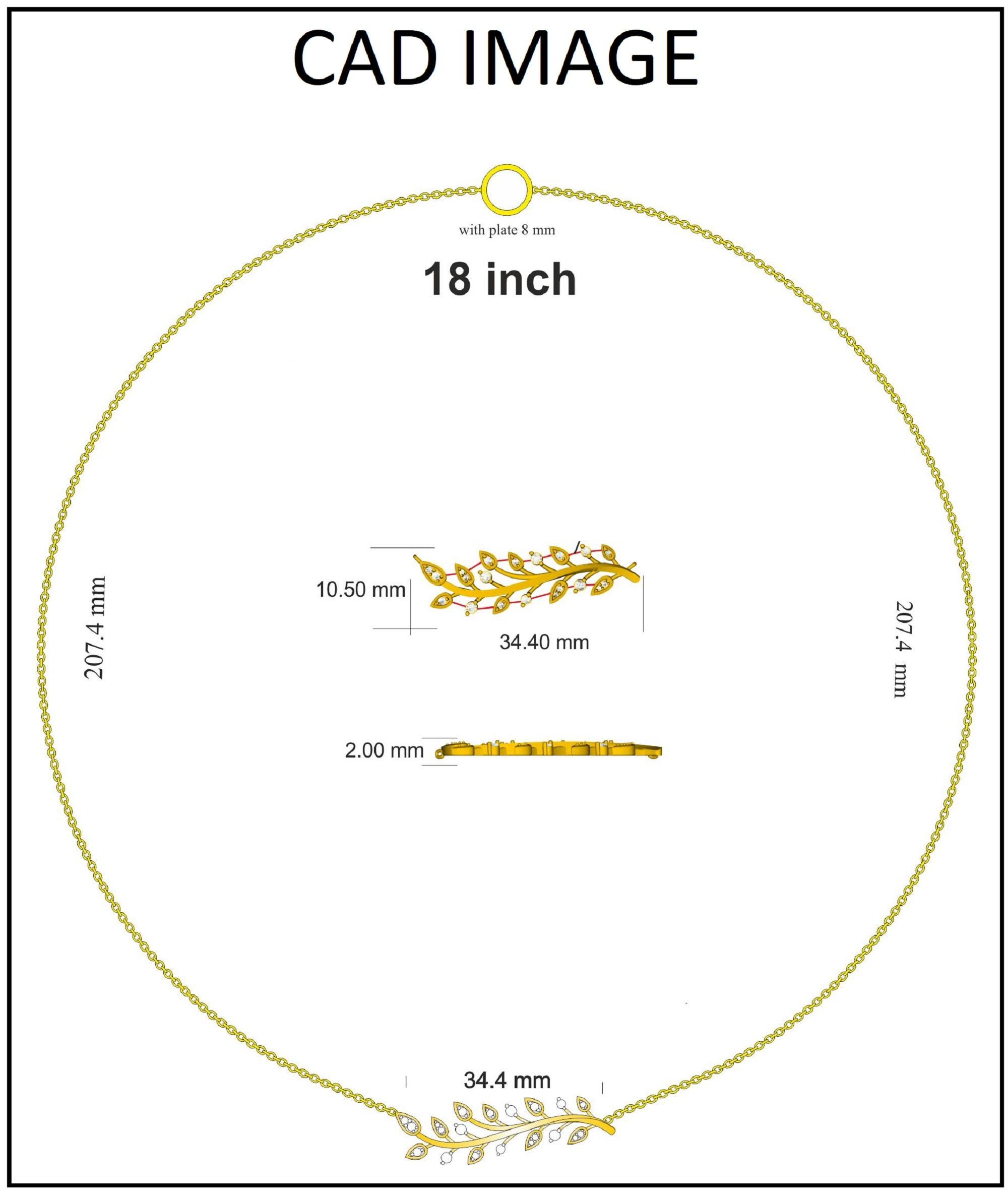 Magnifique pendentif feuille en diamant rond naturel. Ce pendentif est magnifiquement conçu et serti de 20 diamants ronds. Le poids total des diamants 0,20  carat, couleur H-I et pureté I2. Cette bague a une finition très polie et constitue un ajout