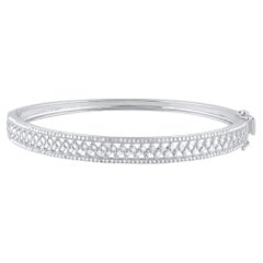 TJD Bracelet jonc en or blanc 18 carats avec diamants baguettes de 1 carat