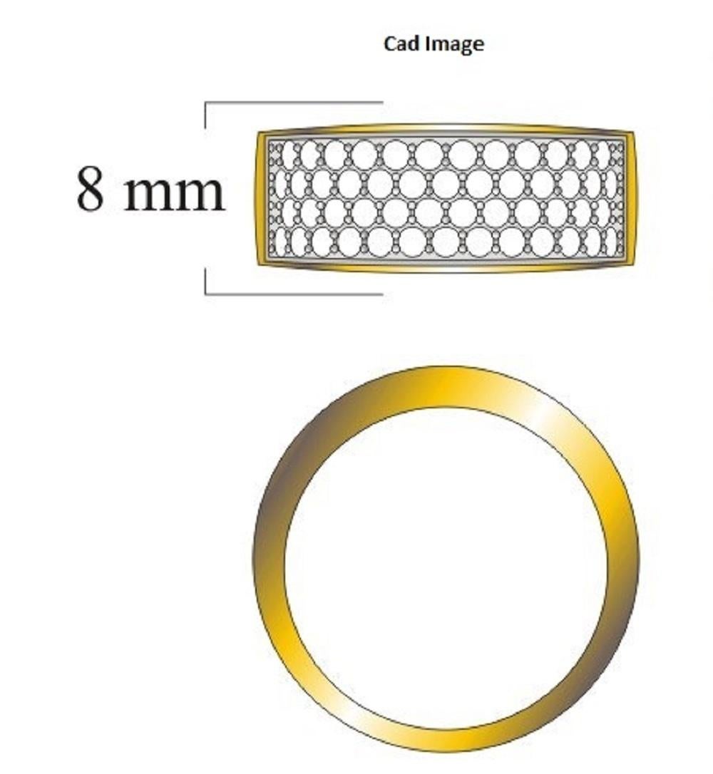 Bellissimo anello a fascia larga con diamante naturale rotondo. Questo anello ha un design splendido ed è impreziosito da 50 diamanti rotondi taglio brillante incastonati a pavé. L'anello è una fascia in stile vintage. Peso totale dei diamanti 1,00 