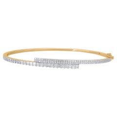 TJD Bracelet en or jaune 18KT avec diamants ronds et baguettes naturels de 1 carat