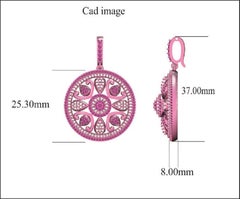 TJD 1 Carat Pink & White Diamond 14Karat Rose Gold Art Deco Style Circle Pendant