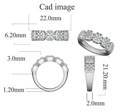 TJD 1 Carat Round and Baguette Diamond 14 Karat White Gold Engagement Band Ring