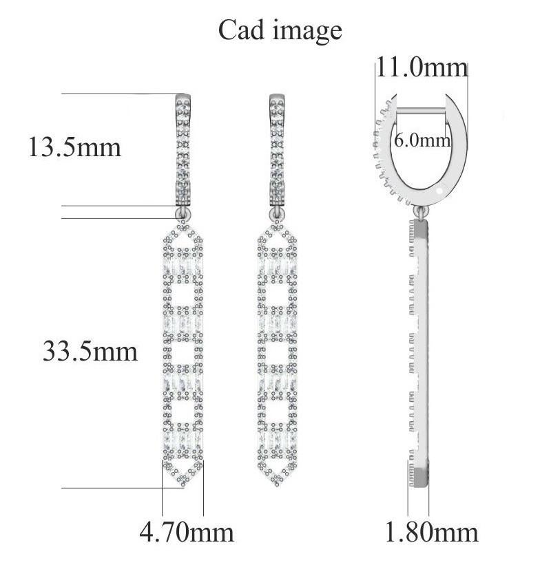 Moderni e affascinanti, questi orecchini a goccia con diamante sono un look accattivante per ogni occasione. Con 166 diamanti tondi taglio brillante e 40 diamanti taglio baguette incastonati in un'incastonatura a forchetta, brilla per il suo colore